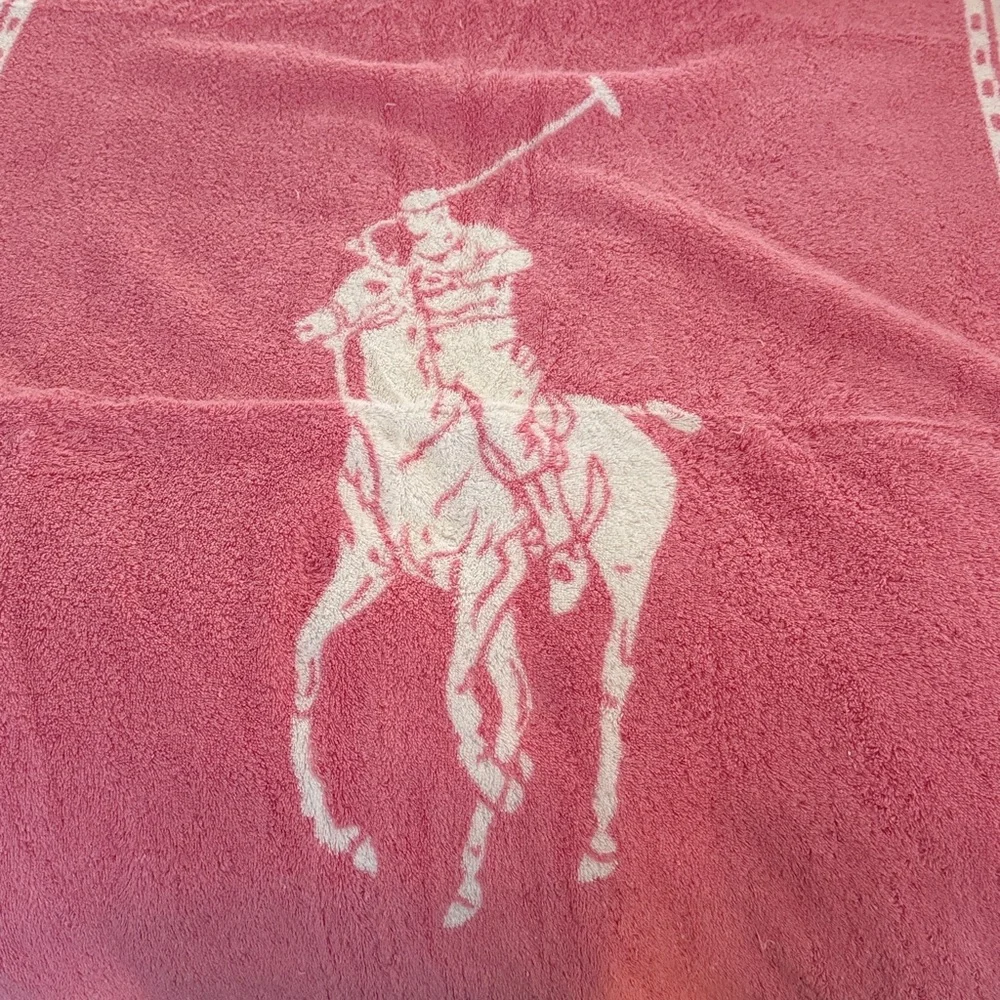 RALPH LAUREN BLUE LABEL HOME Pink Pony/Equestrian Pink/White Beach/Pool Towel